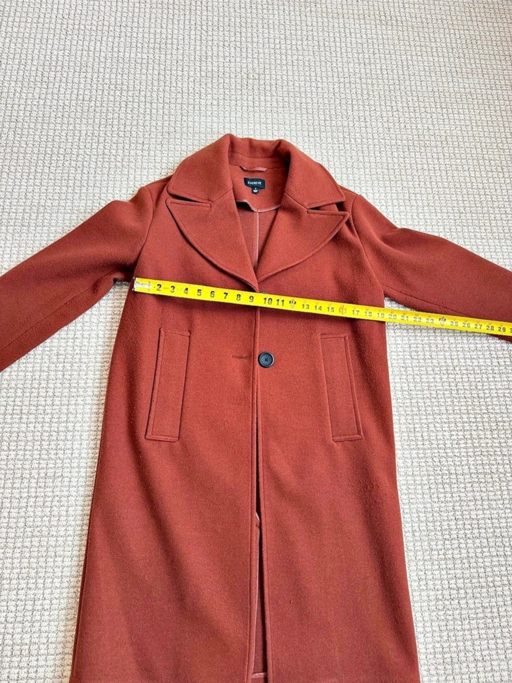 EVEREVE Wool Blend Long Coat in Rust/Brown Small - Picture 5 of 7